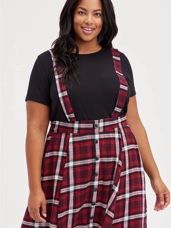 torrid Dresses & Skirts - torrid Red Plaid Suspender Skirt
